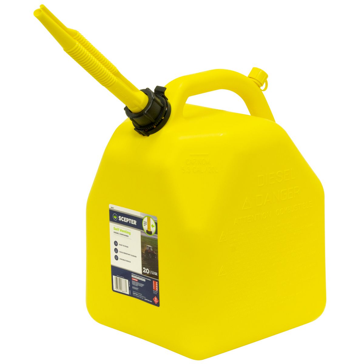 Scepter Jerry Can Yellow 20L Squat Diesel - 08837