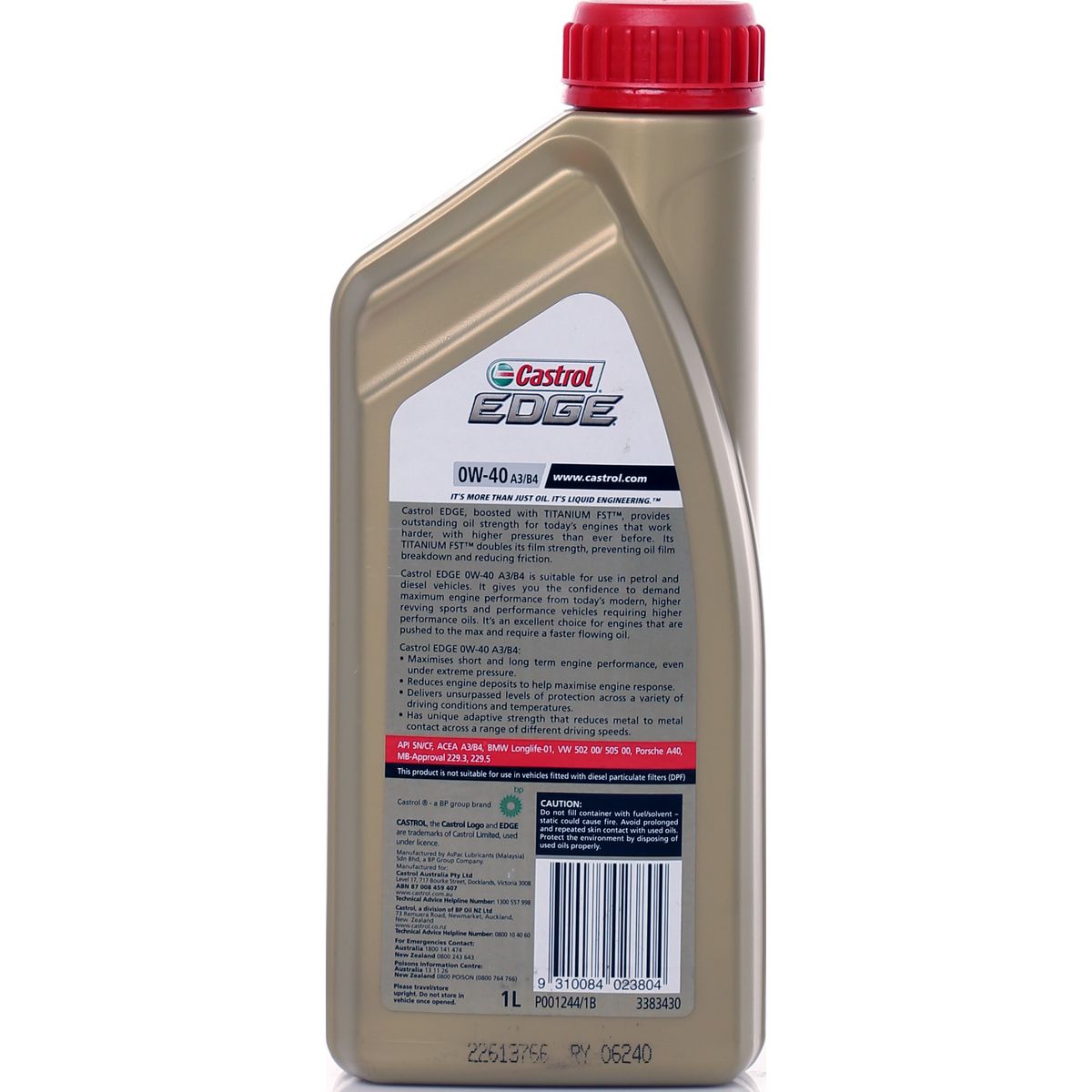 Castrol EDGE 0W-40 A3 B4 Engine Oil 1L - 3383430