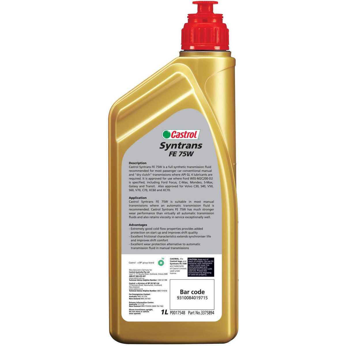 Castrol Syntrans FE Gear Oil 75W 1L - 3375894