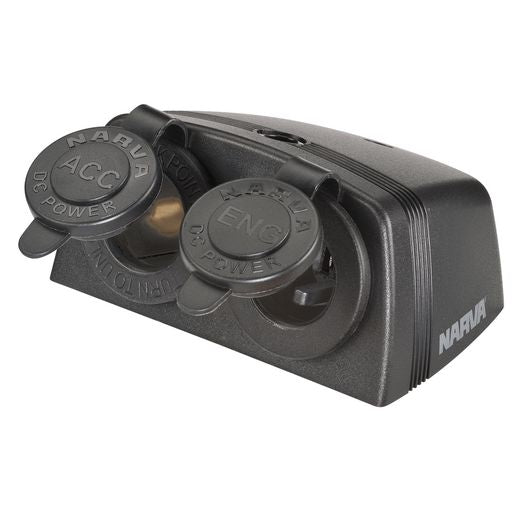 Narva Heavy Duty Twin Accessory Engel Type Sockets Surface Mount - 81165BL