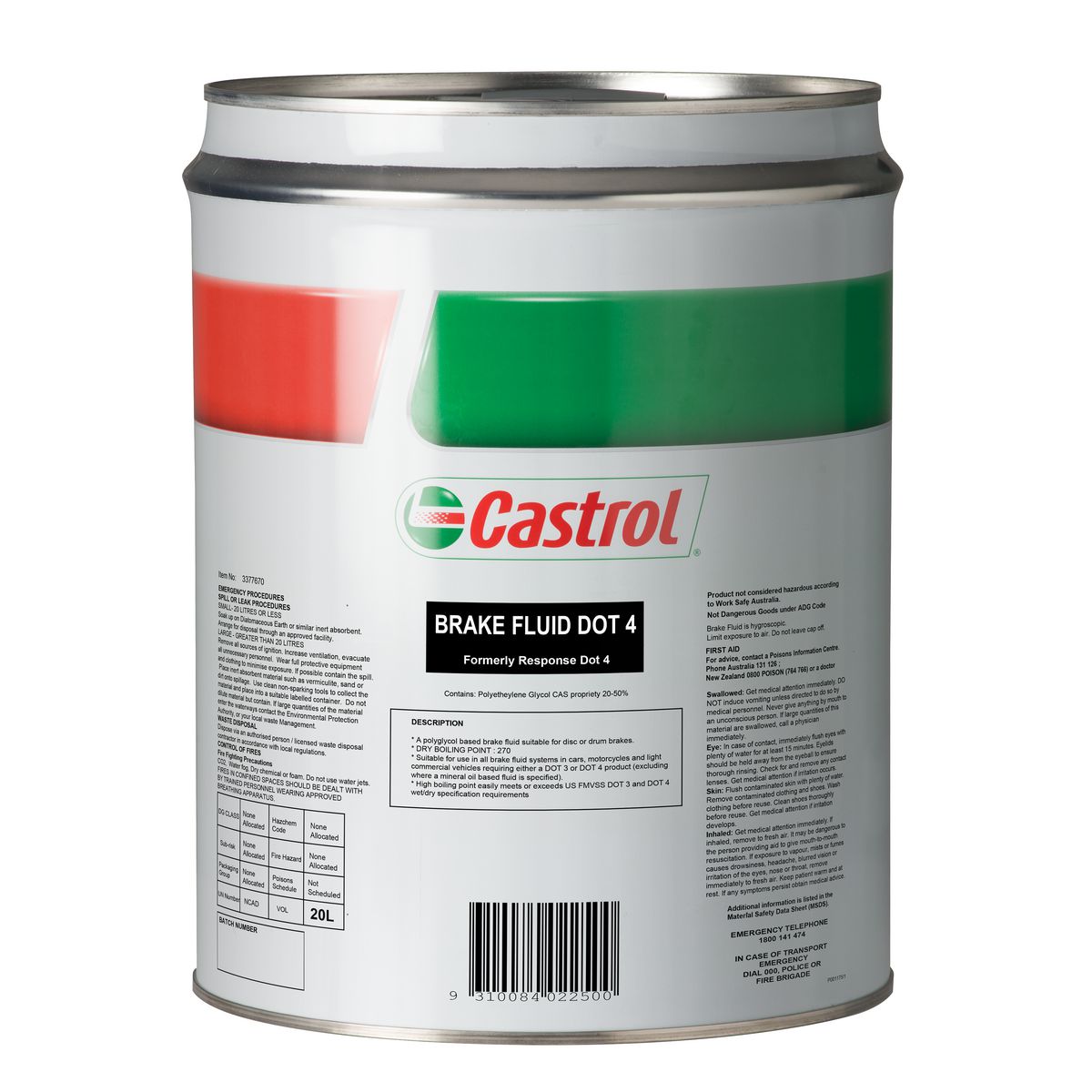 Castrol Dot 4 Brake Fluid 20L - 3377670