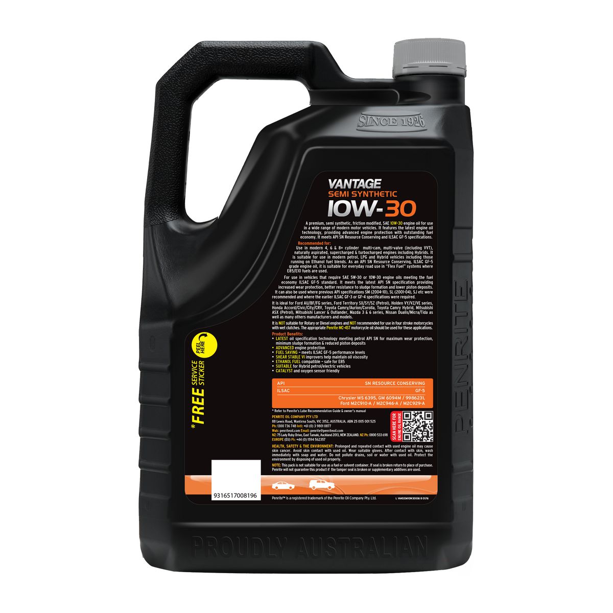 Penrite Vantage Semi Synthetic 15W-40 Engine Oil 6L - VANSEMI15W40006