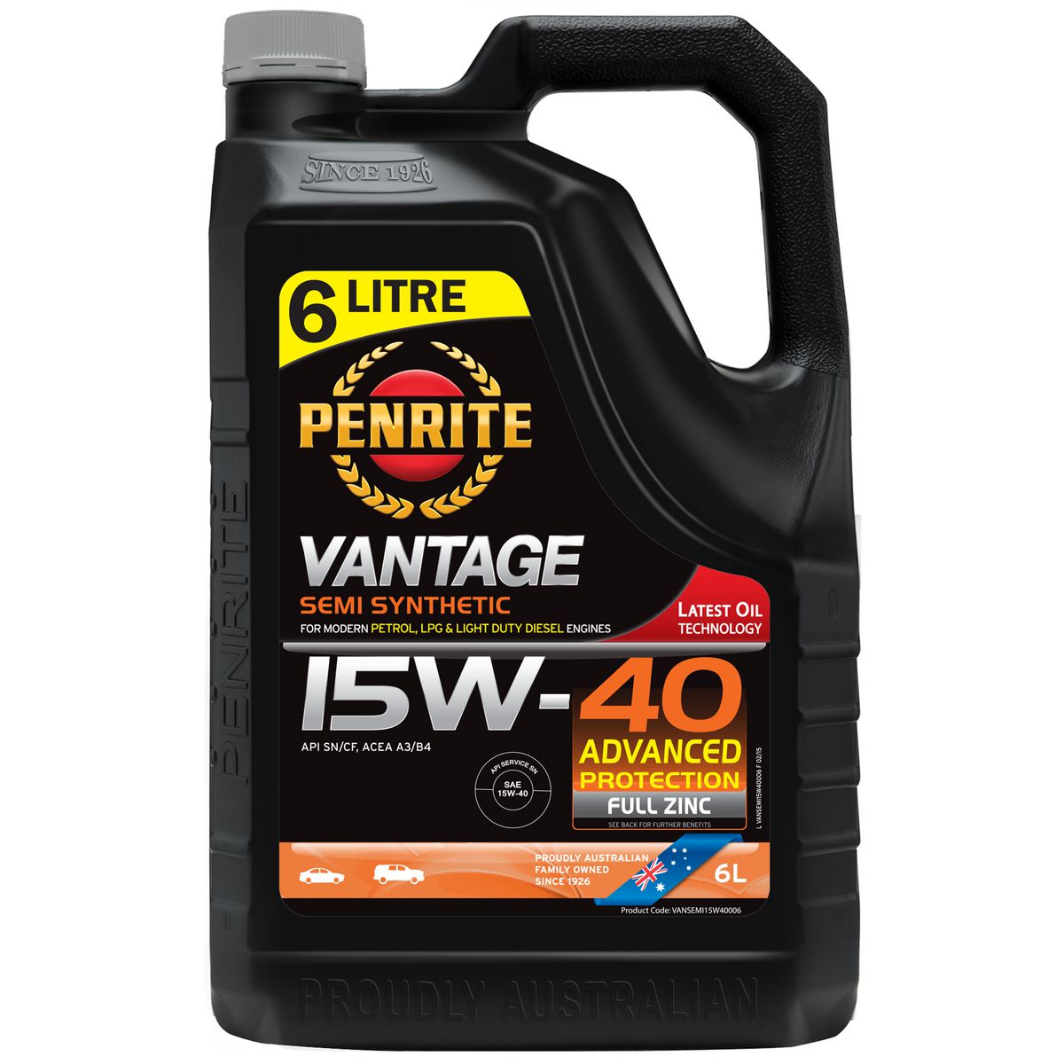 Penrite Vantage Semi Synthetic 15W-40 Engine Oil 6L - VANSEMI15W40006