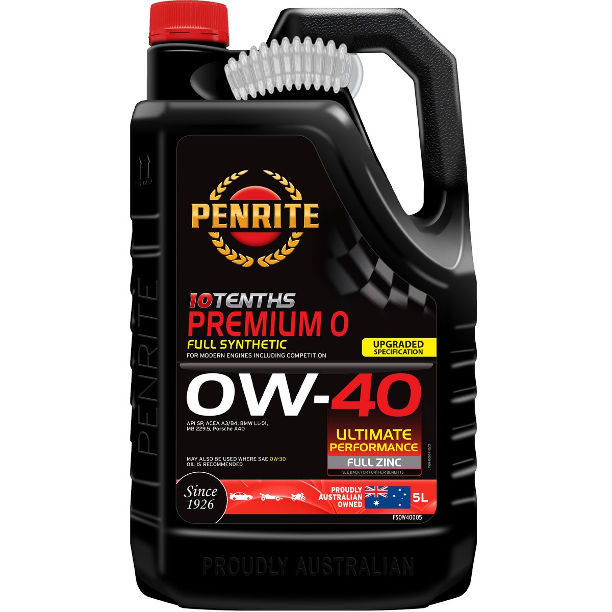 Penrite 10 Tenths Premium 0W-40 Engine Oil 5L - FS0W40005