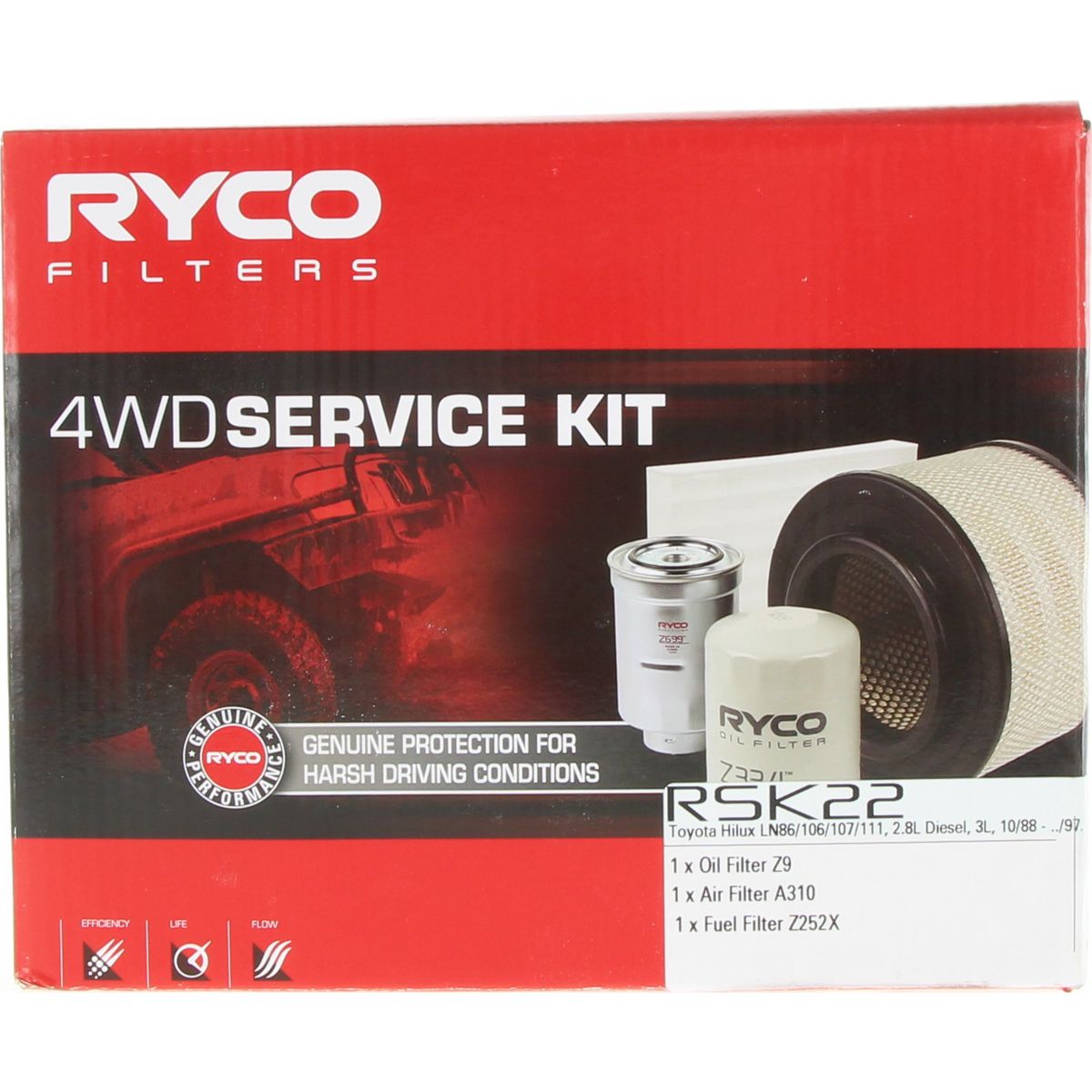 Ryco 4WD Filter Kit to suit Toyota Hilux 106/107/111 - RSK22