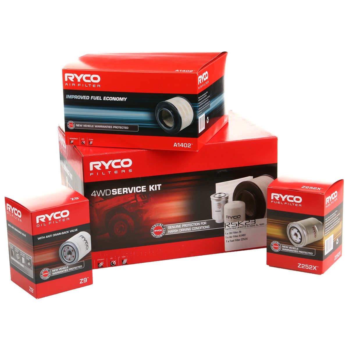 Ryco 4WD Filter Kit to suit Toyota Hilux LN167/172 - RSK23