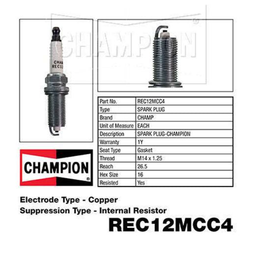 Champion Copper Plus Spark Plug - REC12MCC4