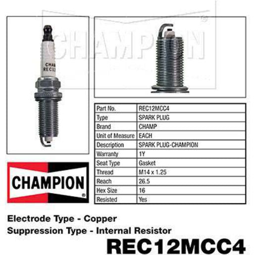 Champion Copper Plus Spark Plug - REC12MCC4