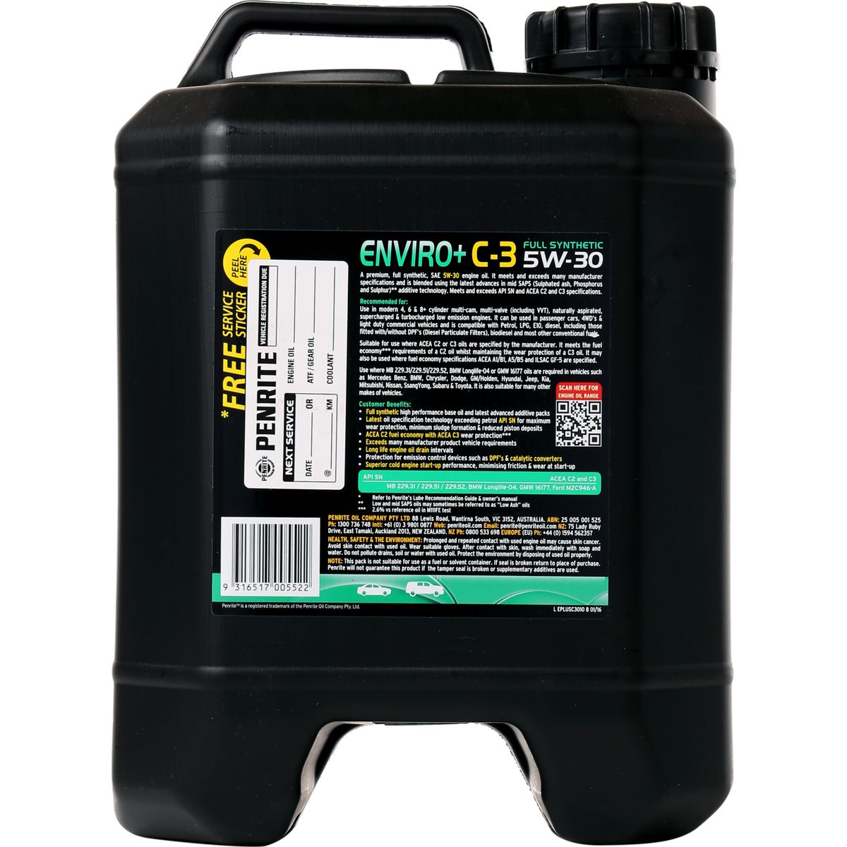 Penrite Enviro+ C3 5W-30 Engine Oil 10L - EPLUSC3010