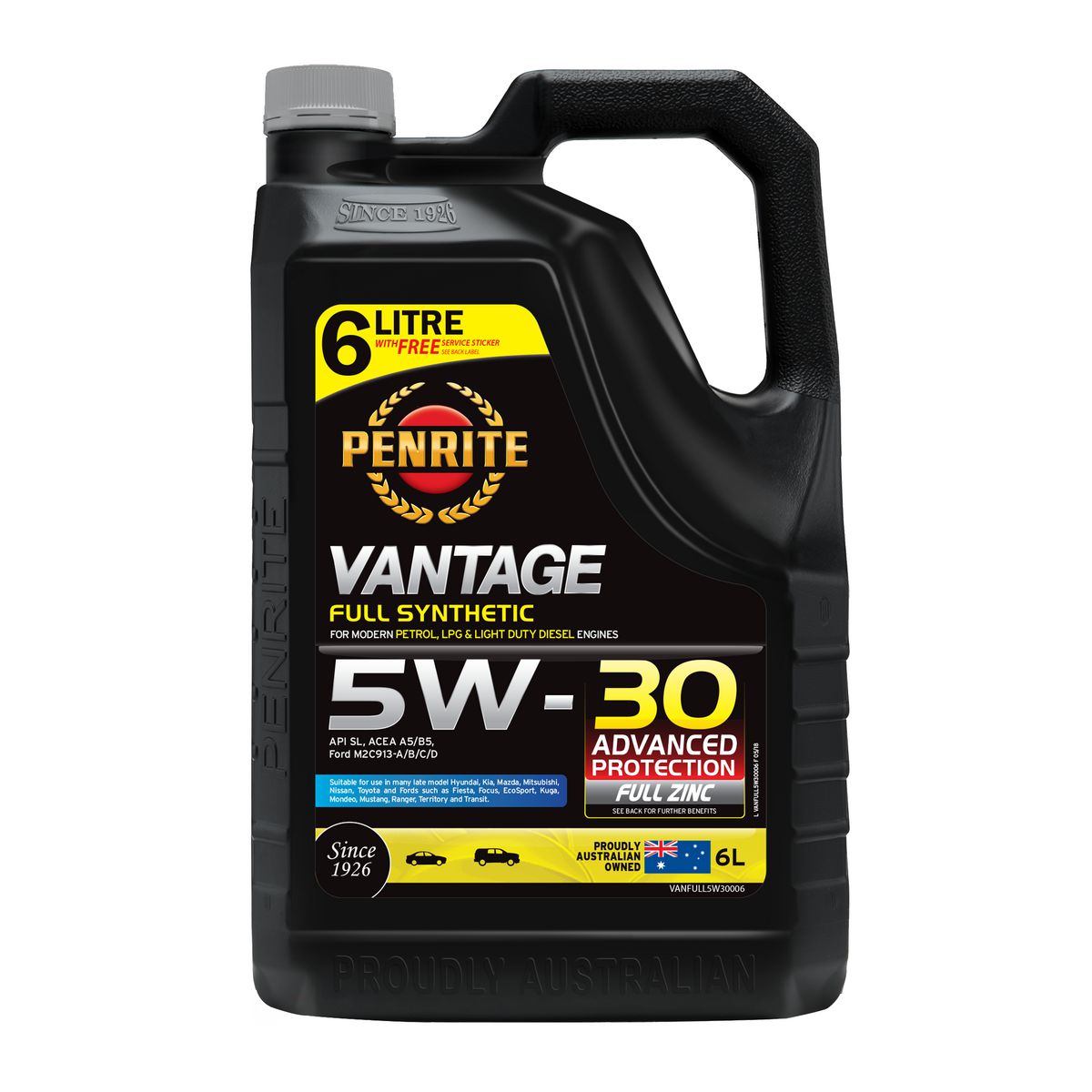 Penrite Vantage Full Synthetic 5W-30 Engine Oil 6L - VANFULL5W30006