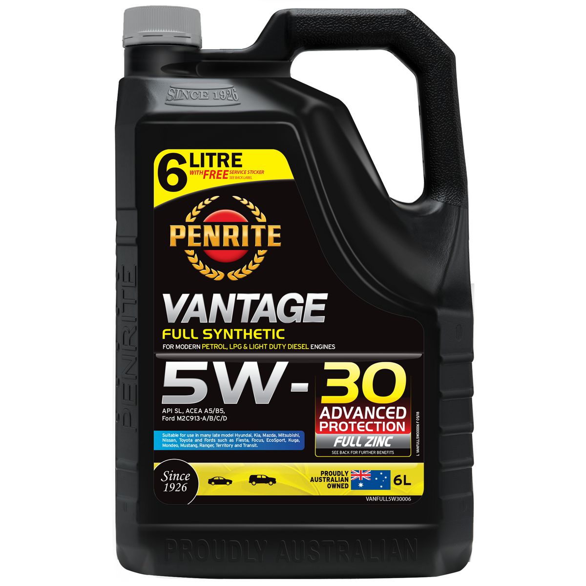 Penrite Vantage Full Synthetic 5W-30 Engine Oil 6L - VANFULL5W30006