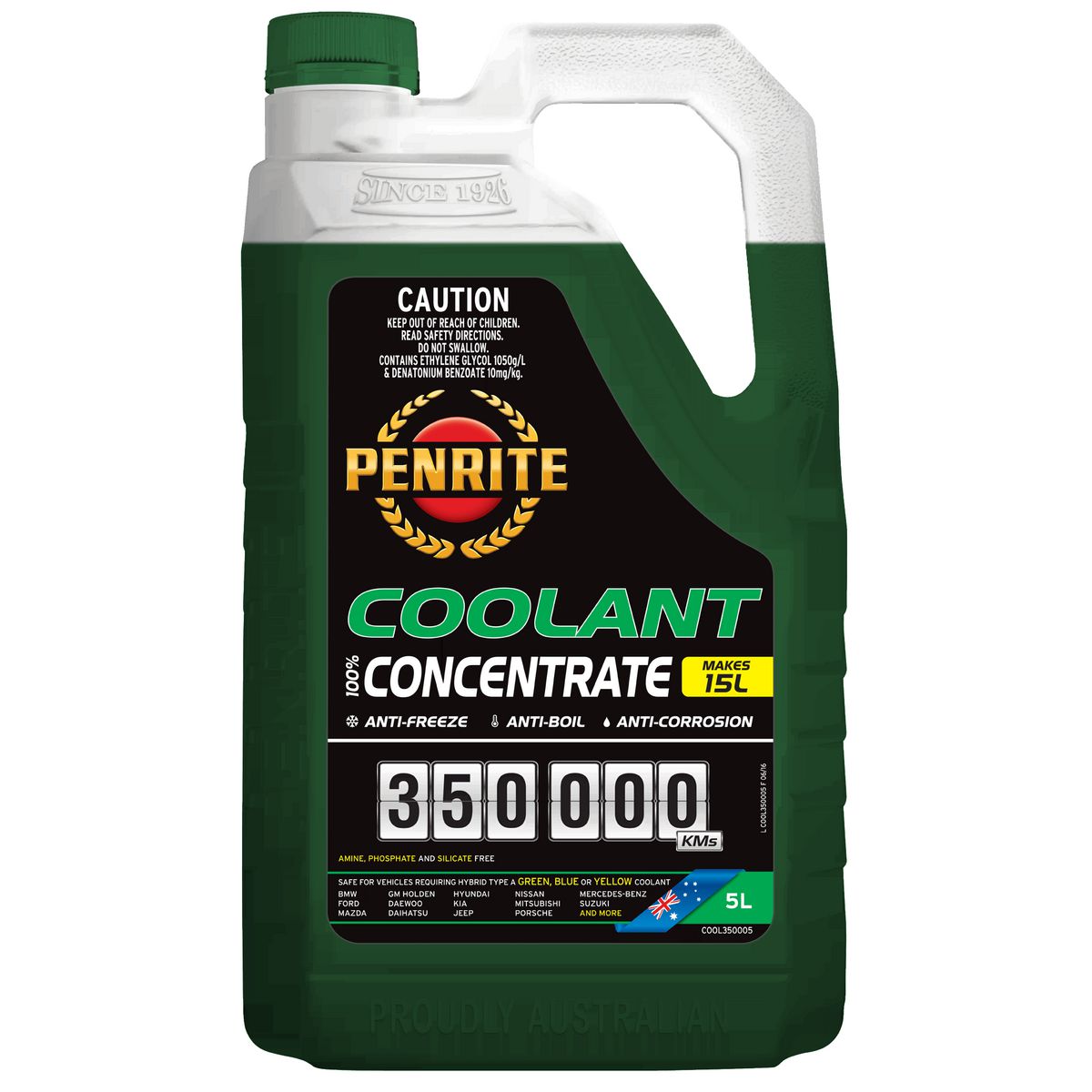 Penrite 350,000km Green Anti-Freeze Coolant Concentrate 5L - COOL350005