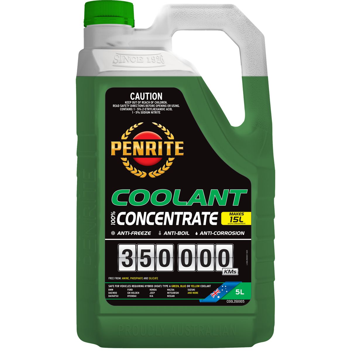 Penrite 350,000km Green Anti-Freeze Coolant Concentrate 5L - COOL350005