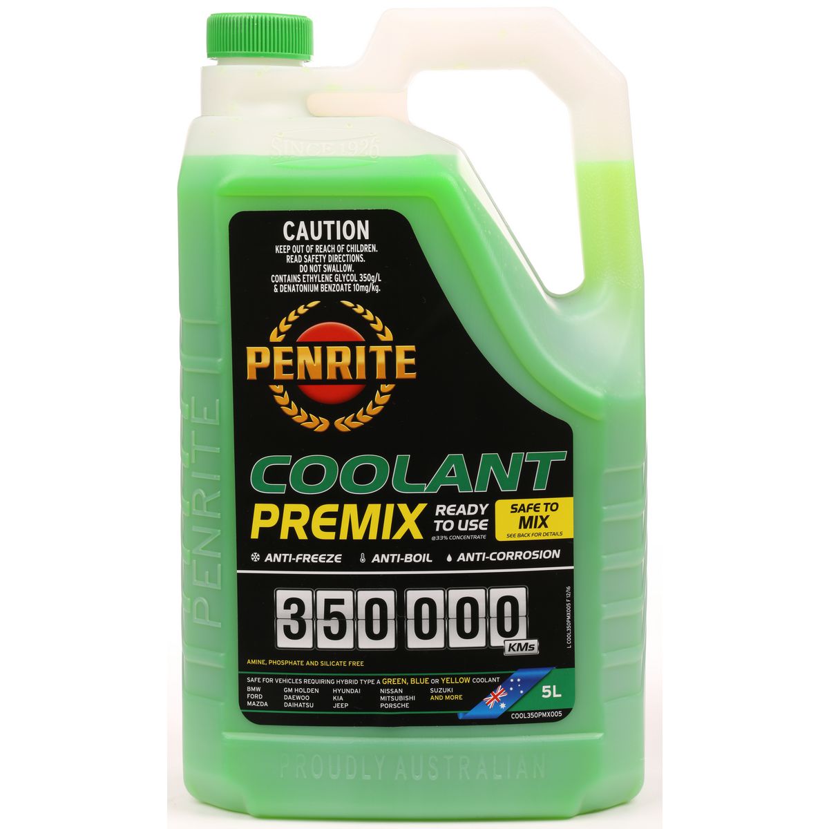 Penrite 350,000km Green Anti-Freeze Coolant Premix 5L - COOL350PMX005
