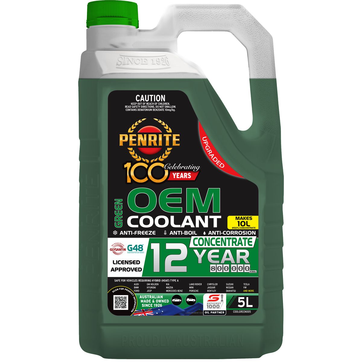 Penrite 7 Year 450,000km Green Coolant Concentrate 5L - COOLGREEN005