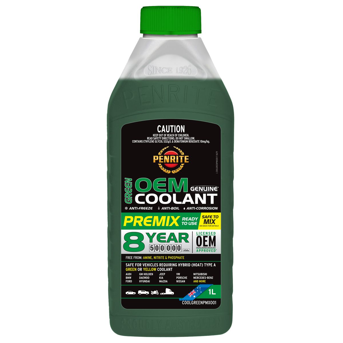Penrite 7 Year 450,000km Green Coolant Premix 1L - COOLGREENPMX001