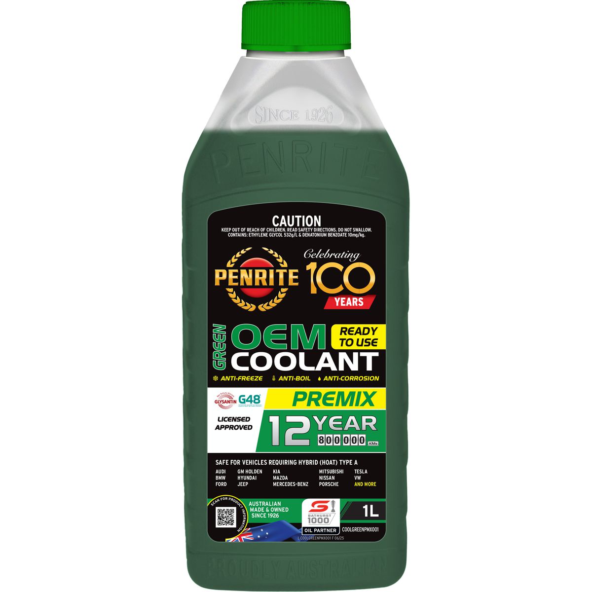Penrite 7 Year 450,000km Green Coolant Premix 1L - COOLGREENPMX001