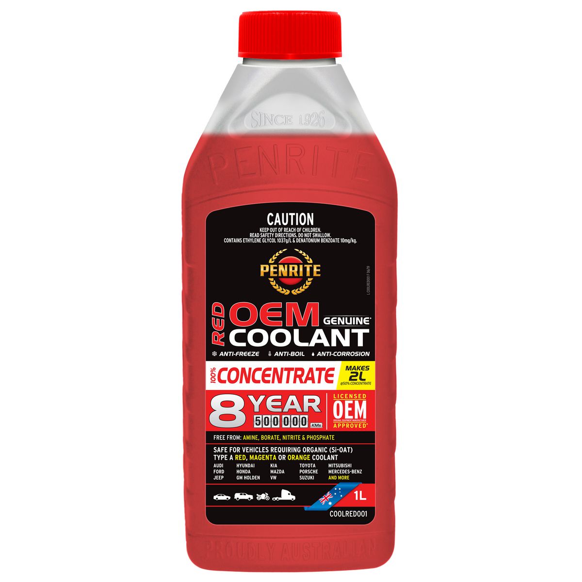Penrite 8 Year 500,000km Red Coolant Concentrate 1L - COOLRED001