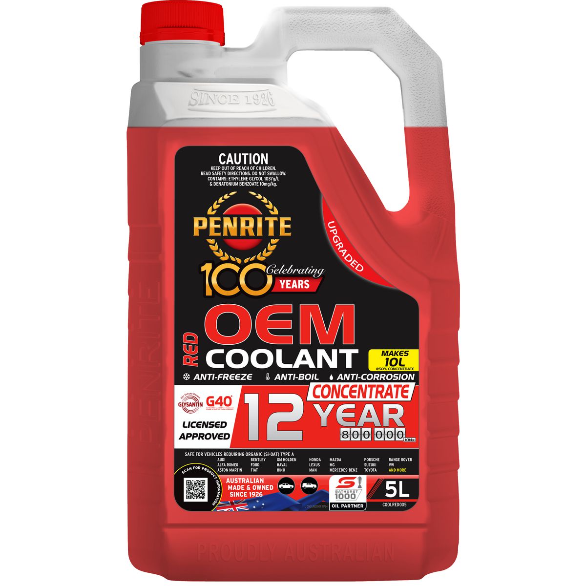 Penrite 8 Year 500,000km Red Coolant Concentrate 5L - COOLRED005
