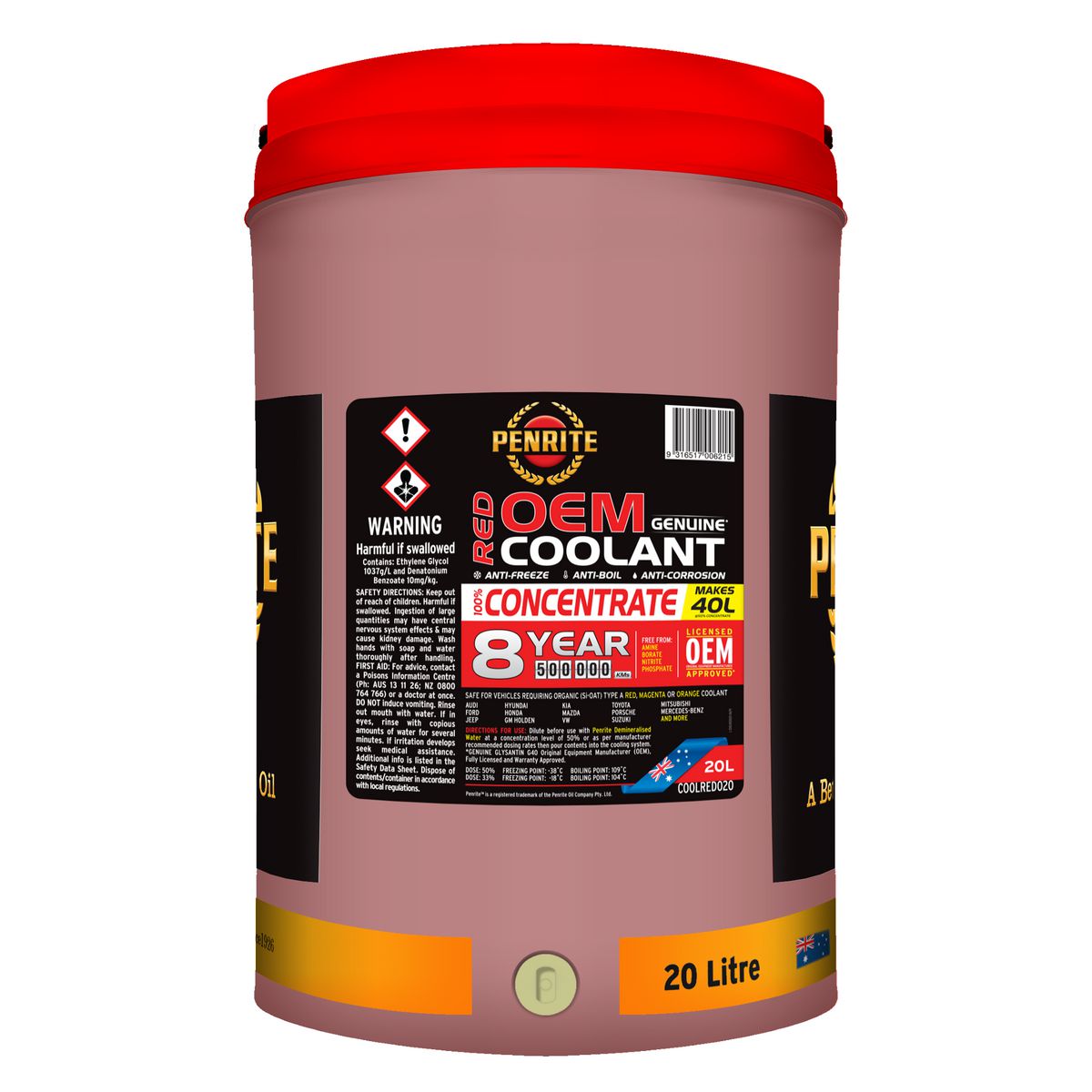 Penrite 8 Year 500,000km Red Coolant Concentrate 20L - COOLRED020