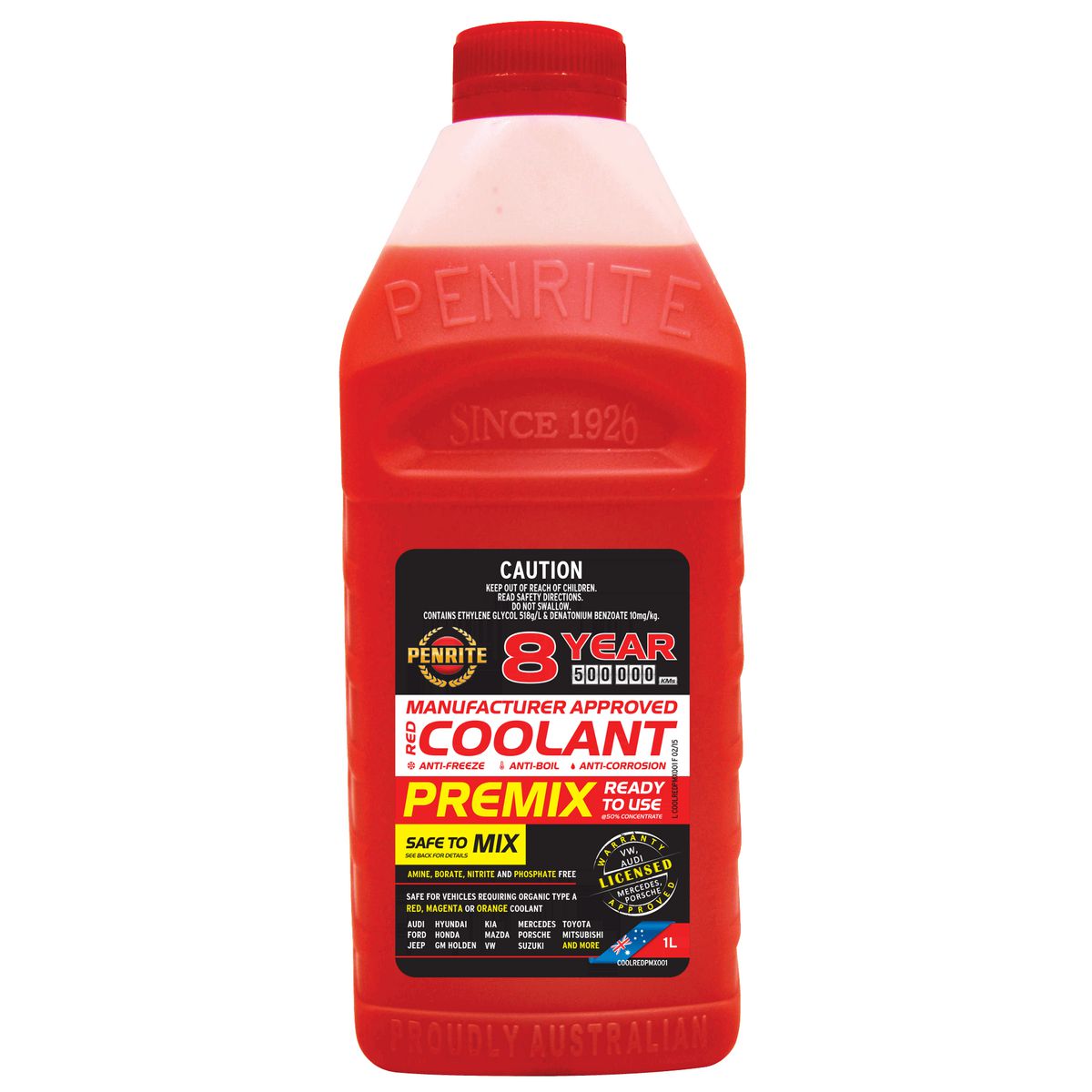 Penrite 8 Year 500,000km Red Coolant Premix 1L - COOLREDPMX001