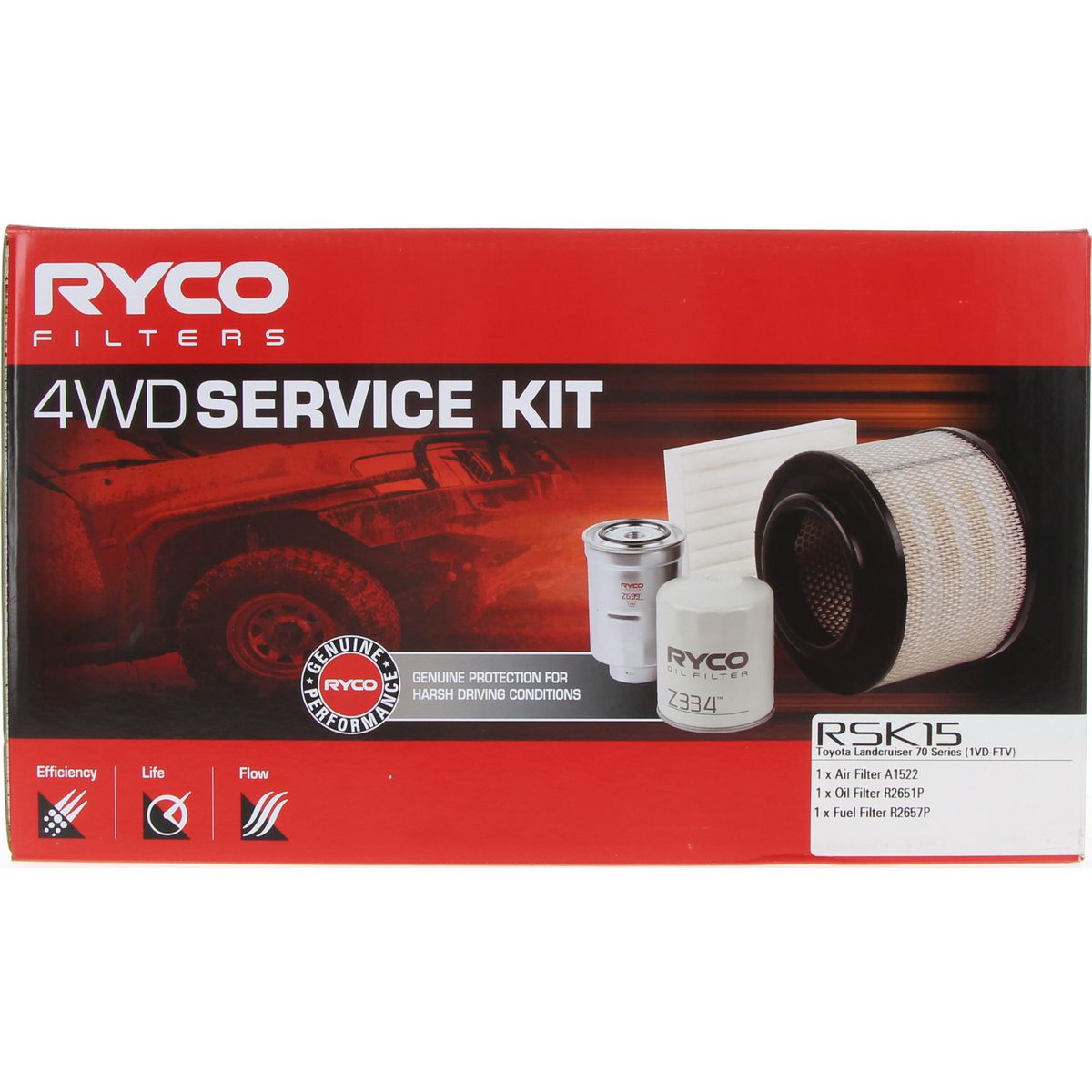 Ryco 4WD Filter Kit to suit Toyota Landcruiser VDJ76/8/9 2007 on - RSK15