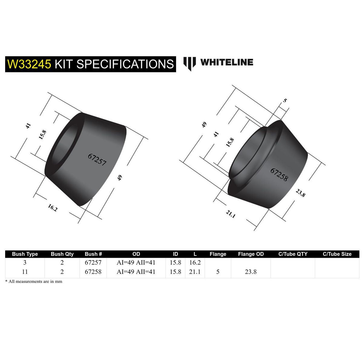 Whiteline Suspension Bush Kit - W33245