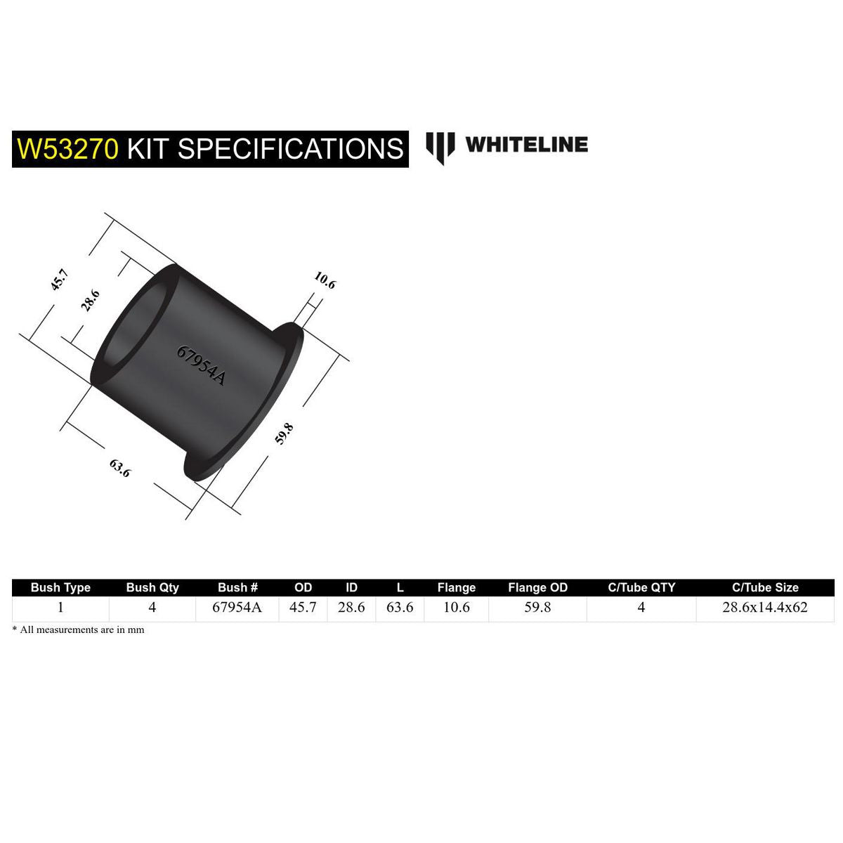 Whiteline Suspension Bush Kit - W53270