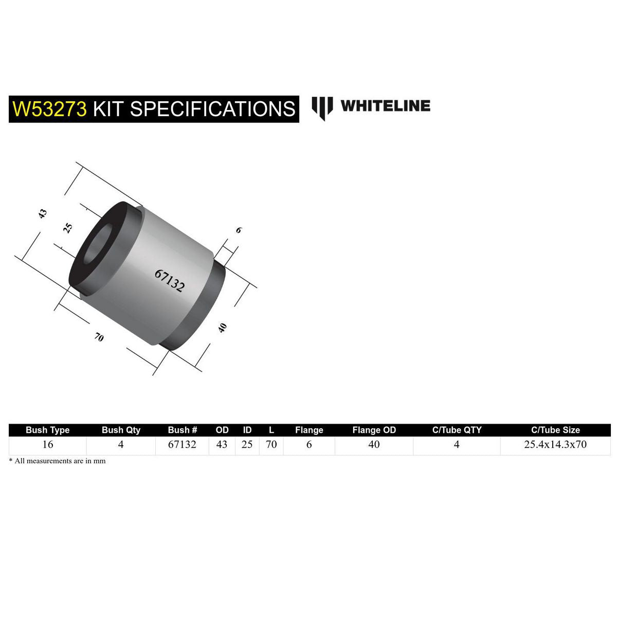 Whiteline Suspension Bush Kit - W53273