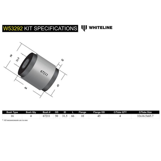 Whiteline Front Control Arm Lower Bushing Kit - W53292