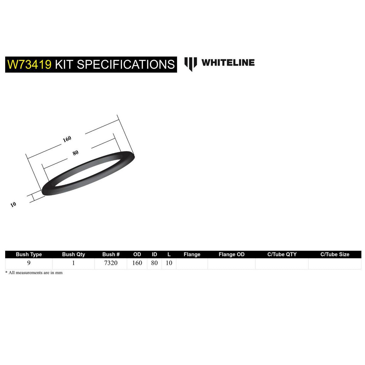 Whiteline Front Coil Spring Pad Lower Bushing Kit - W73419