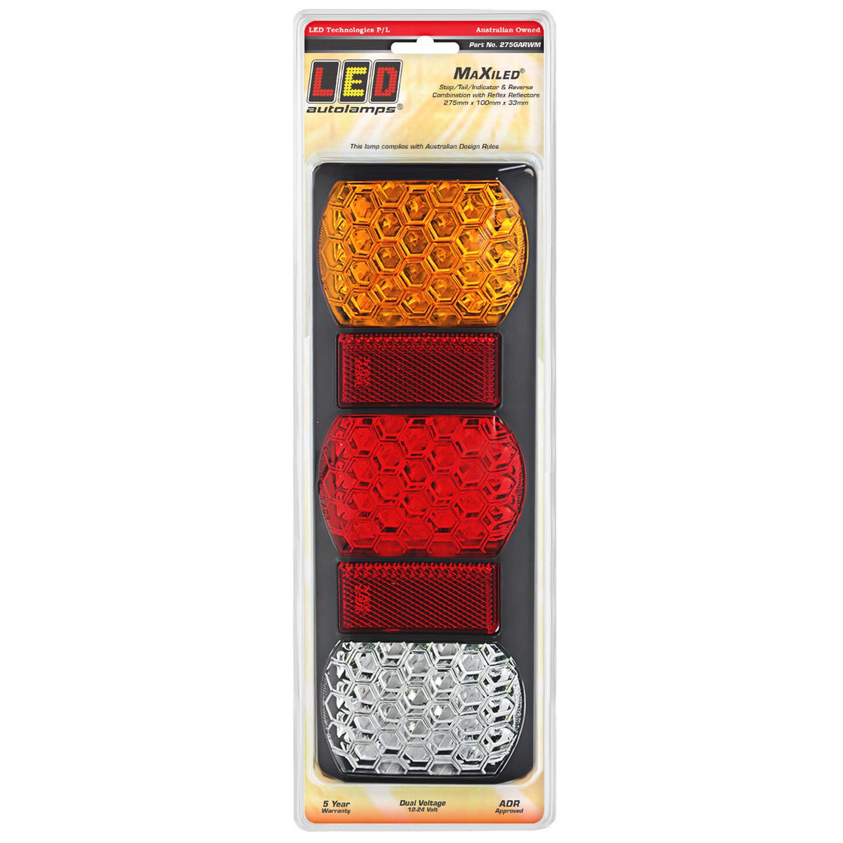 LED Autolamps Multi Volt MaxiLED Rear Combination With Grey Housing And Base - 275GARWM