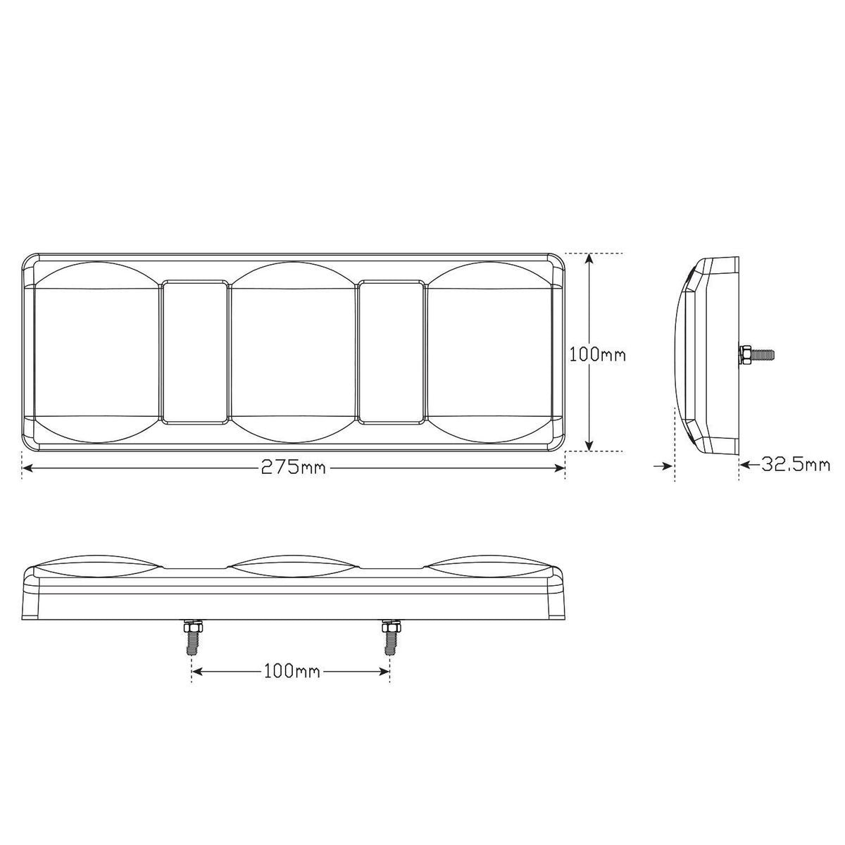LED Autolamps Multi Volt MaxiLED Rear Combination With Grey Housing And Base - 275GARWM