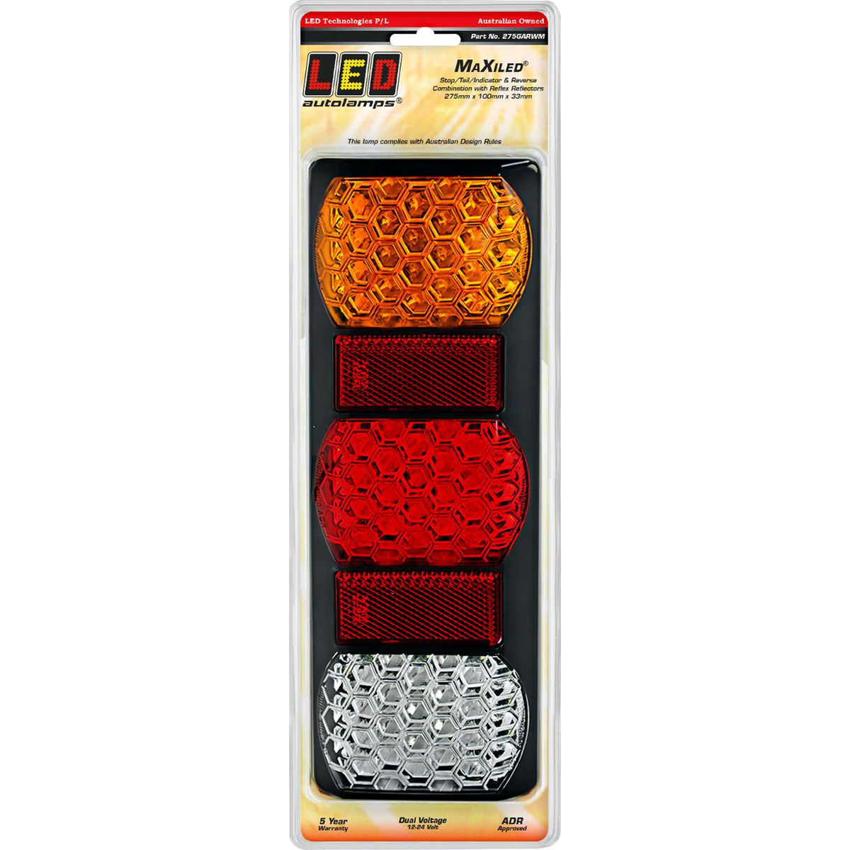 LED Autolamps Multi Volt MaxiLED Rear Combination With Grey Housing And Base - 275GARWM