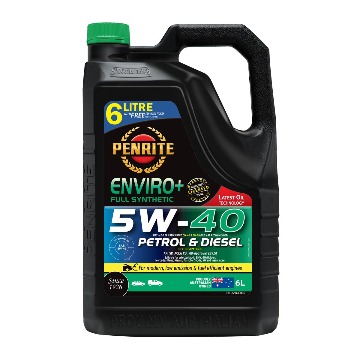 Penrite Enviro+ 5W-40 Engine Oil 6L - EPLUS5W40006