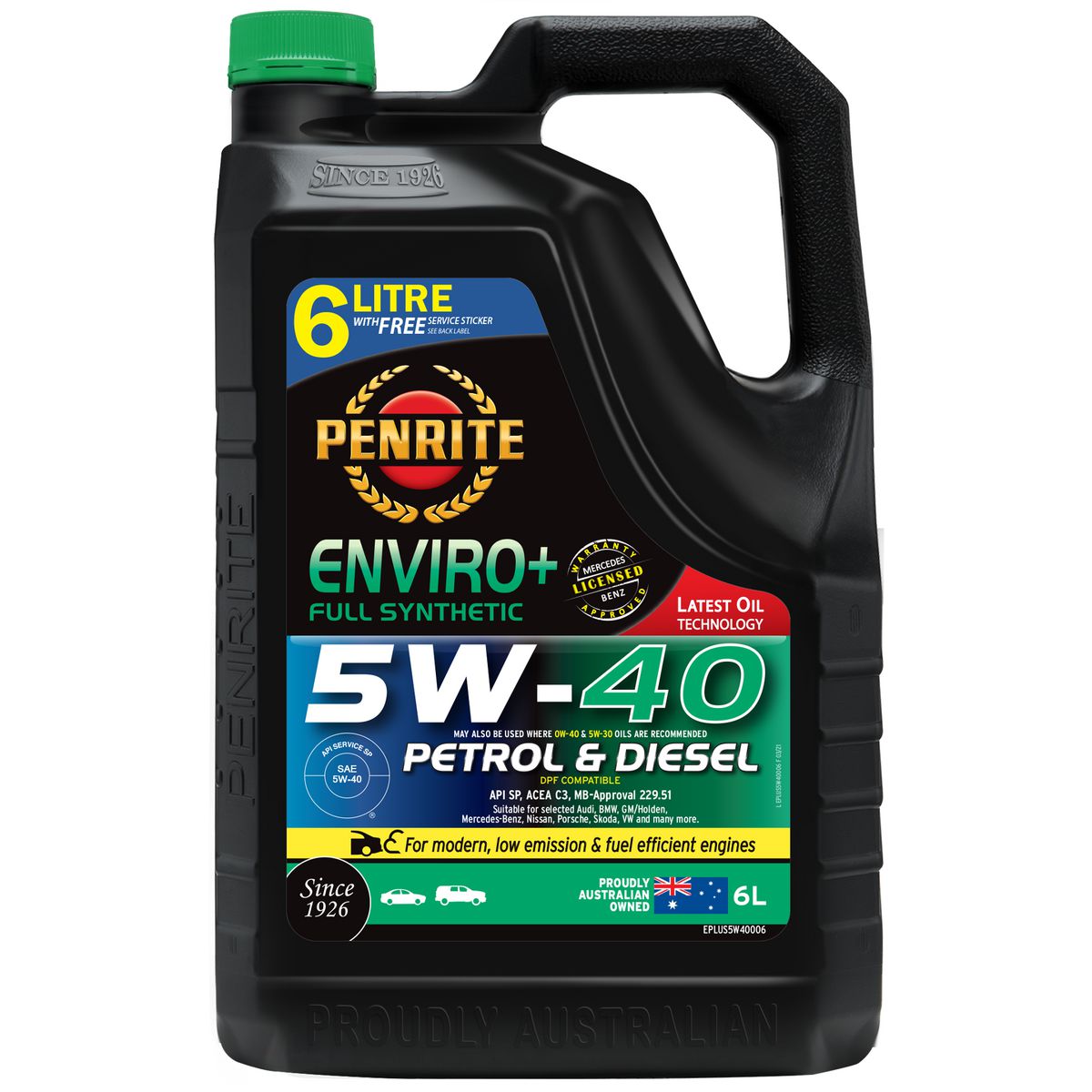 Penrite Enviro+ 5W-40 Engine Oil 6L - EPLUS5W40006