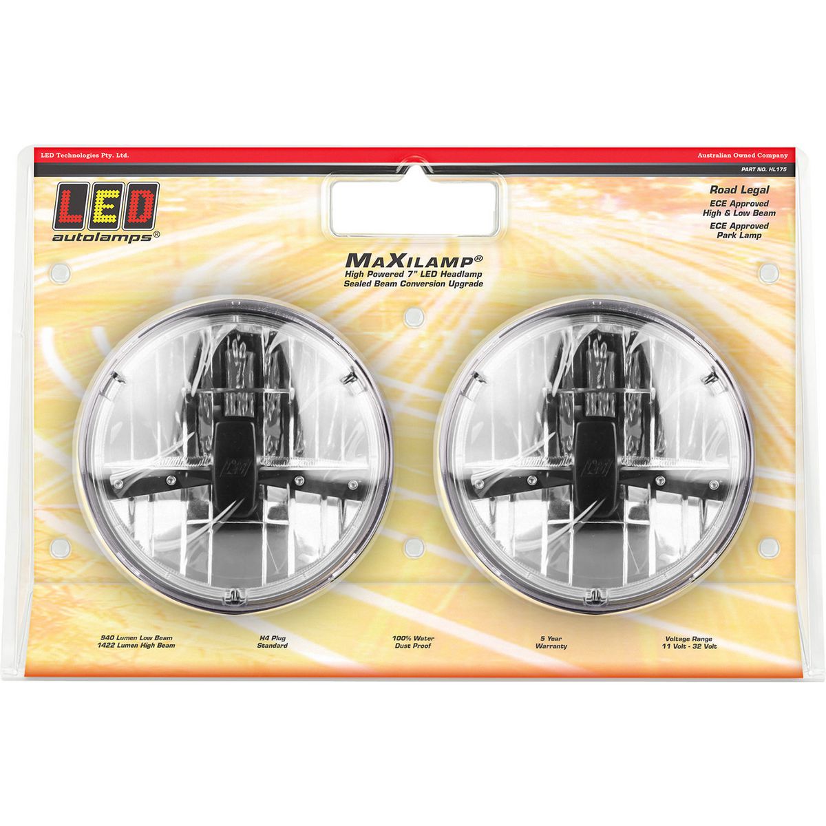 LED Autolamps 7inch LED Headlight Pack Of 2 - HL175