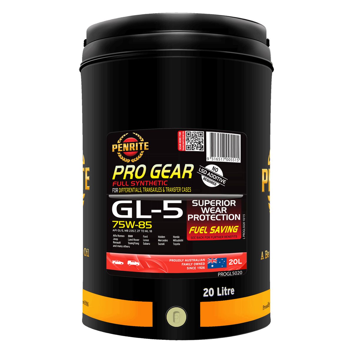 Penrite Pro Gear GL5 75W-85 Gear Oil 20L - PROGL5020