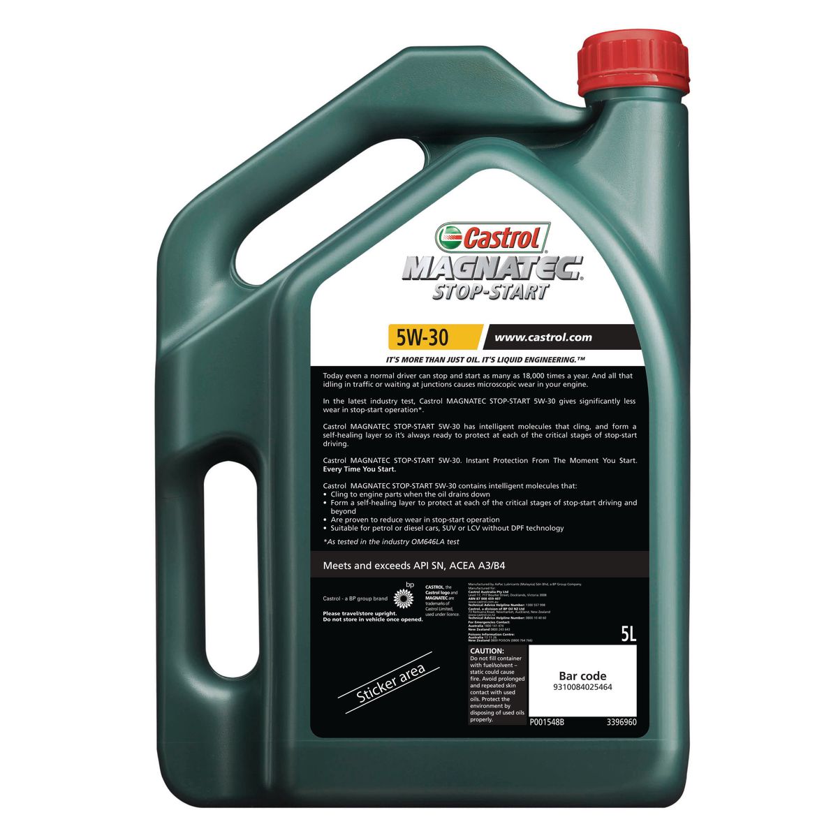 Castrol MAGNATEC 5W-30 Stop Start Full Synthetic Engine Oil 5L - 3396960