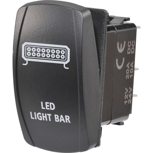 Narva Sealed Rocker Switch Off/On SPDT 12V/24V Blue LED Illuminated Light Bar Symbol - 63224BL