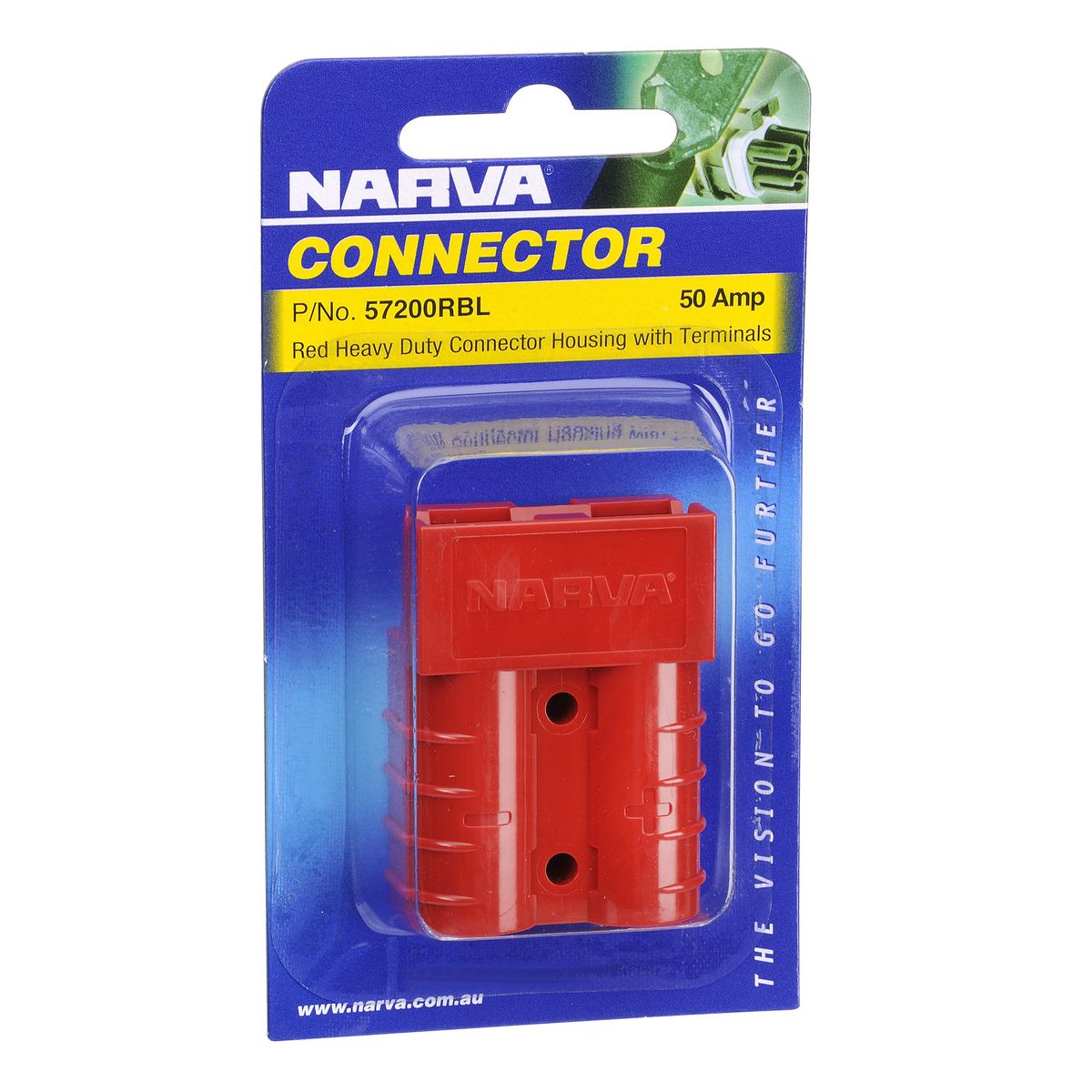 Narva Connector with Terminals 50A Red - 57200RBL