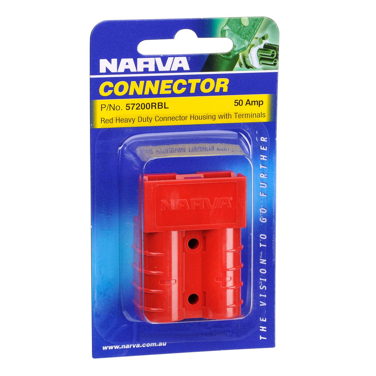 Narva Connector with Terminals 50A Red - 57200RBL