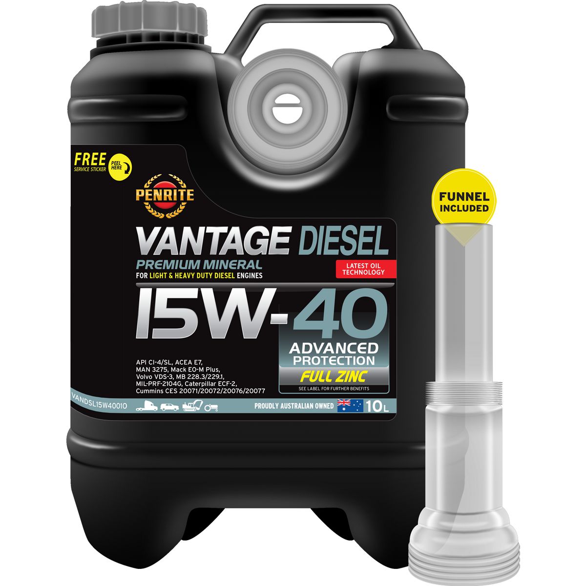Penrite Vantage Mineral 15W-40 Diesel Engine Oil 10L - VANDSL15W40010
