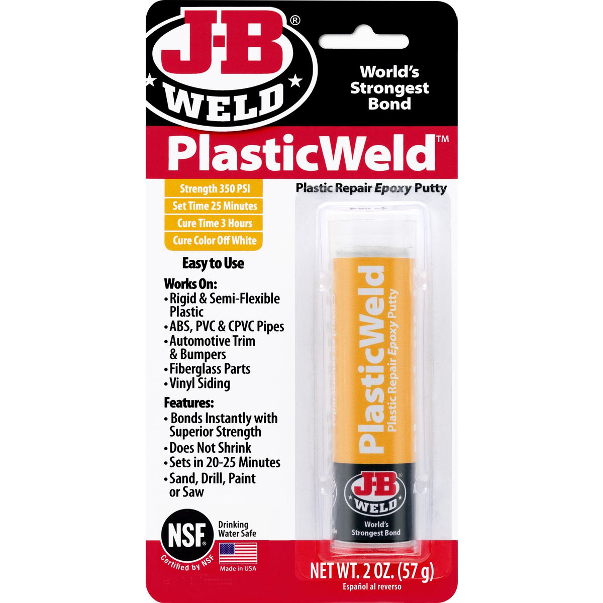 JB Weld Plasticweld Epoxy Putty Stick 56.8G - 8237