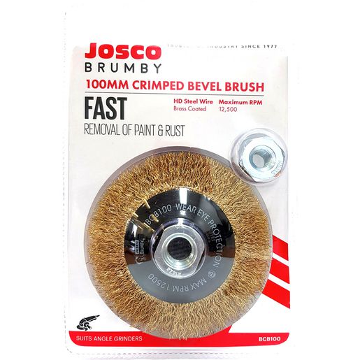 JOSCO Brush Bevel 100mm Multi Thread 0.30 Crimped Wire - BCB100