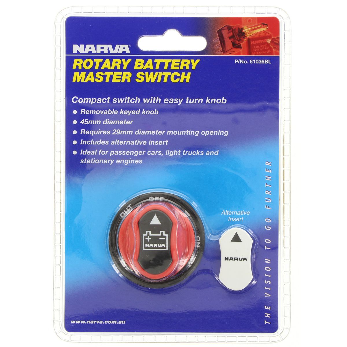 Narva Rotary Battery Master / Isolator Switch With Removeable Keyed Knob - 61036BL