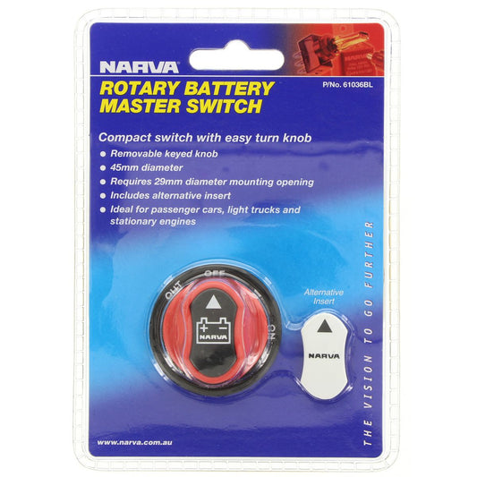Narva Rotary Battery Master / Isolator Switch With Removeable Keyed Knob - 61036BL
