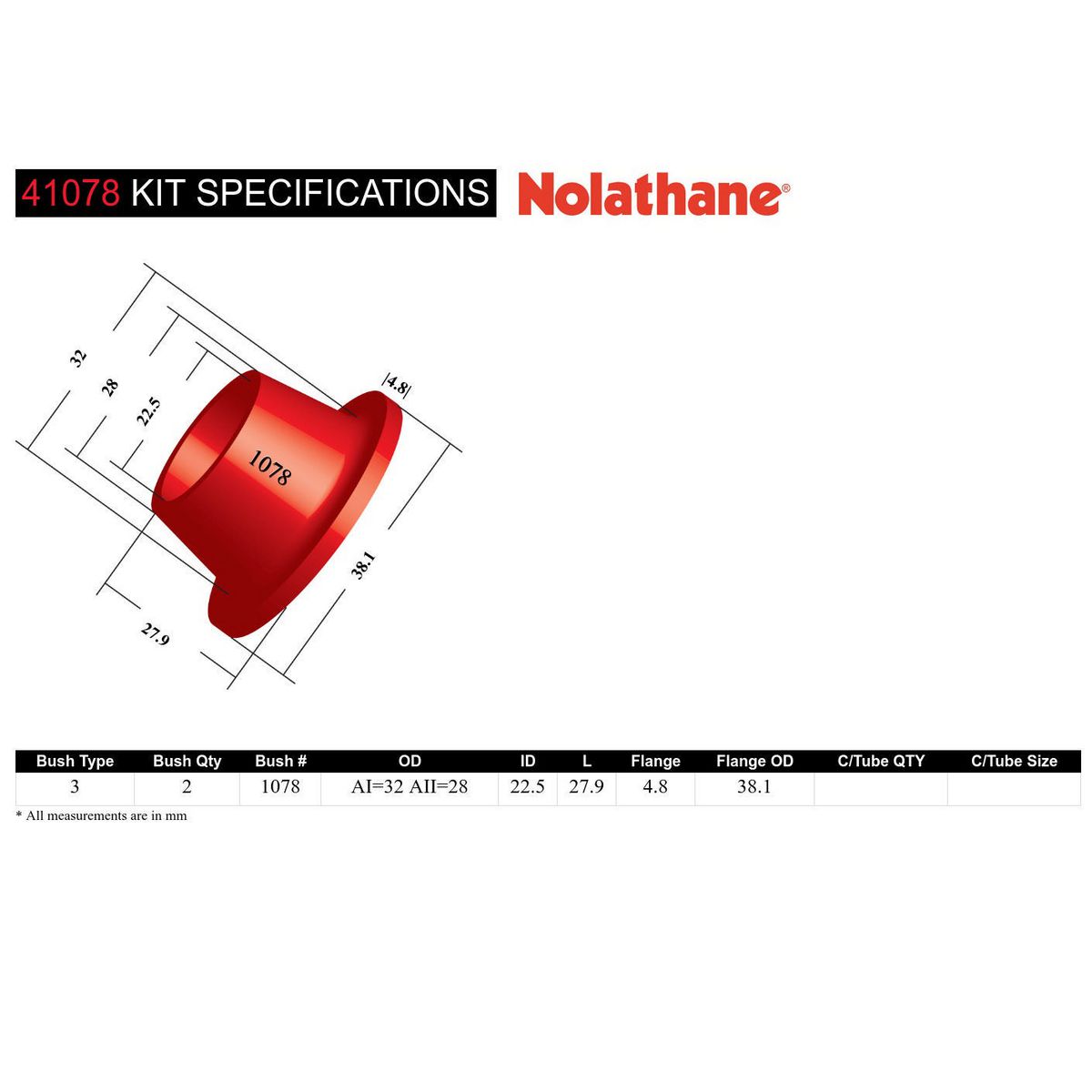 Nolathane Front Steering Idler Bushing Kit - 41078