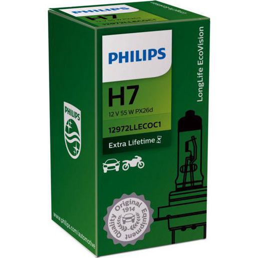 Philips H7 Globe 12V 55W Long Life ECCO  - 1 Pce - 12972LLECOC1