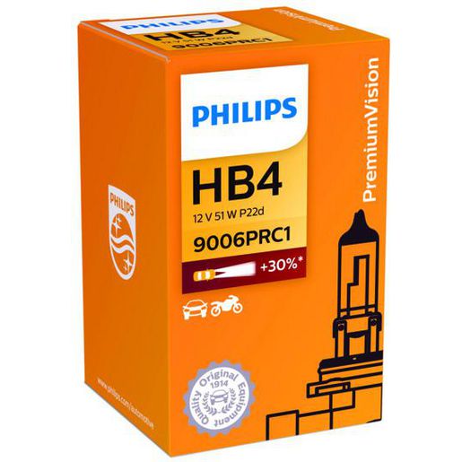 Philips HB4 Globe 12V 51W Plus 30 - 1 Pce - 9006PR